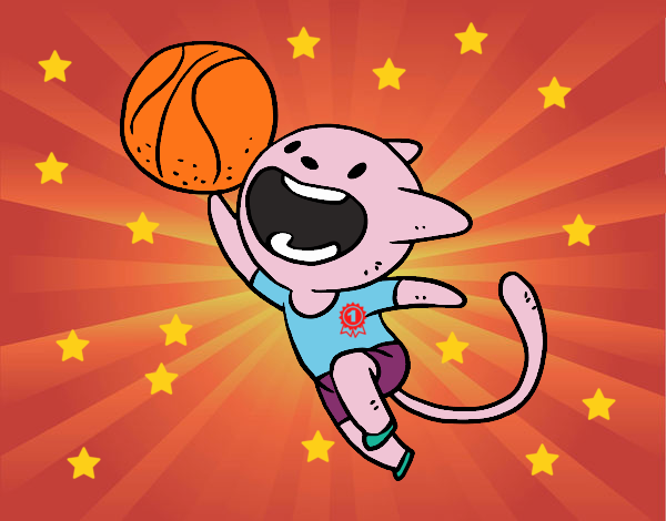 Gato jugando a baloncesto