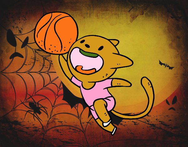 Gato jugando a baloncesto