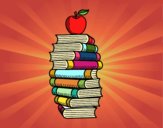 Libros y manzana