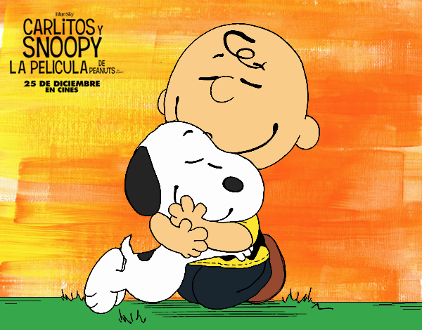 Snoopy y Carlitos abrazados