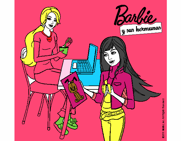 Barbie y su hermana merendando