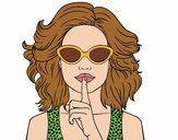Dibujo Chica con gafas de sol pintado por VanneQueen