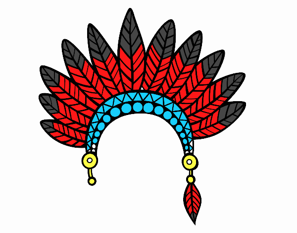 Dibujo de Corona de plumas india pintado por Queyla en Dibujos.net el día  26-06-16 a las 01:03:53. Imprime, pinta o colorea tus propios dibujos!