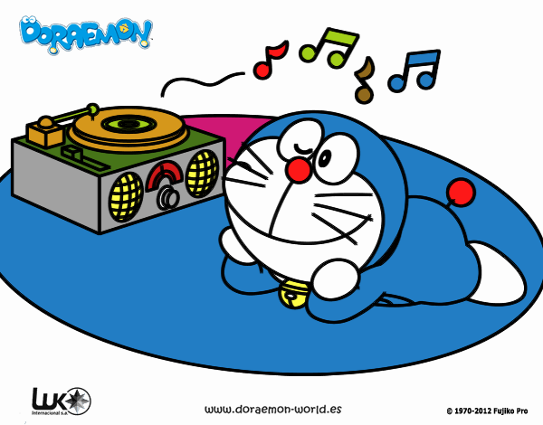 Doraemon escuchando música