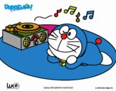 Dibujo Doraemon escuchando música pintado por kiko2010