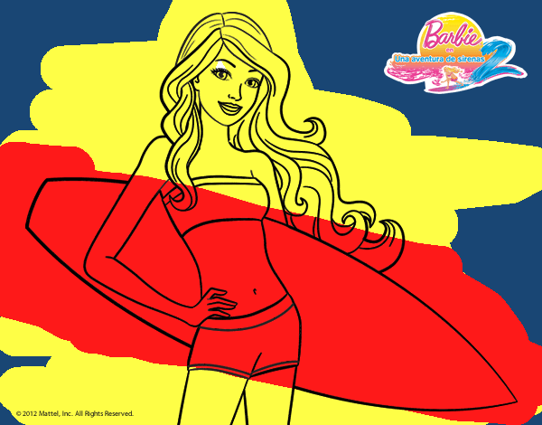 Barbie con tabla de surf