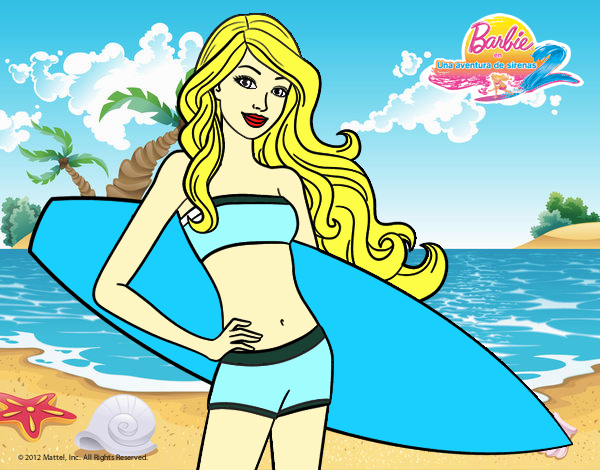 Barbie con tabla de surf