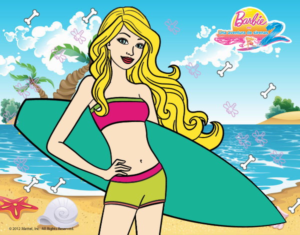 Barbie con tabla de surf