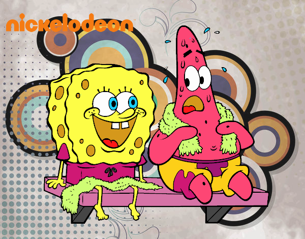 Bob Esponja y Patricio en bañador