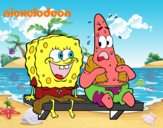 Bob Esponja y Patricio en bañador