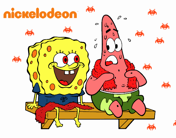 Bob Esponja y Patricio en bañador