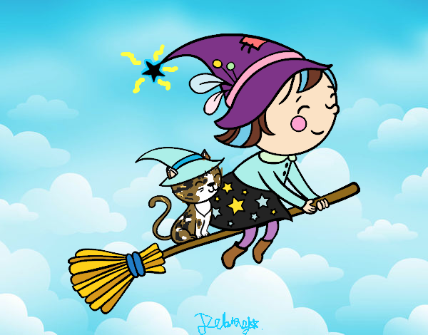 Dibujo Brujita volando con su escoba pintado por Lannny