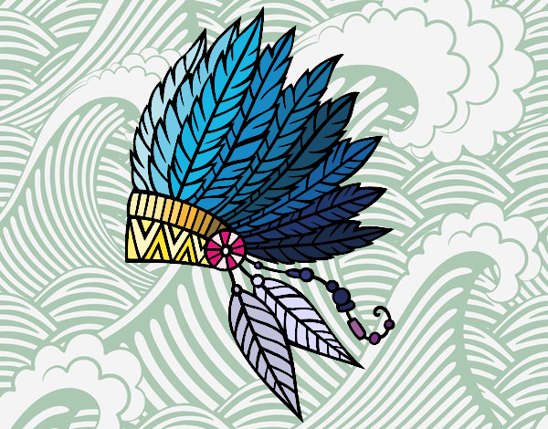 Dibujo de Corona de plumas india pintado por en Dibujos.net el día 27-07-17  a las 20:25:02. Imprime, pinta o colorea tus propios dibujos!