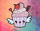 Cupcake kawaii con cereza