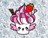 Cupcake kawaii con fresa