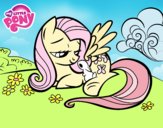 Fluttershy con un conejito