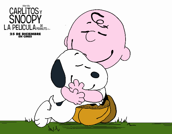 Dibujo Snoopy y Carlitos abrazados pintado por CAMILITAM