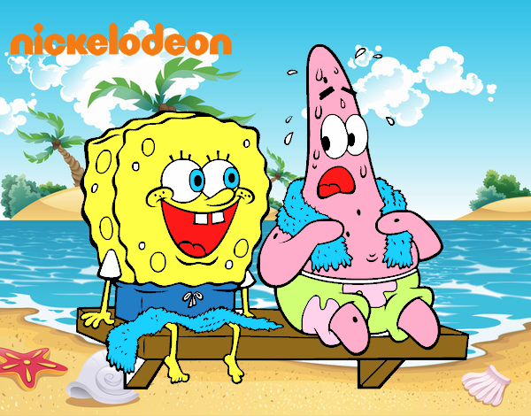 Bob Esponja y Patricio en bañador