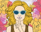 Dibujo Chica con gafas de sol pintado por ValeCute