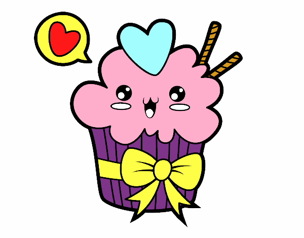 Cupcake kawaii con lazo