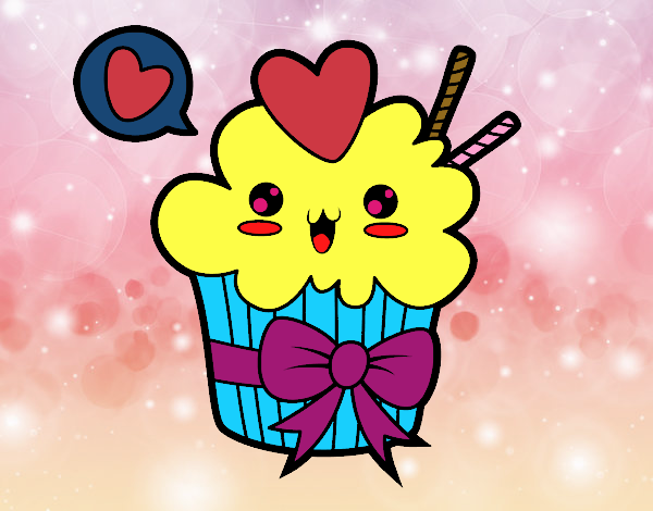 Cupcake kawaii con lazo