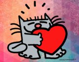 Dibujo El gato y el corazón pintado por anaidflore