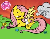 Fluttershy con un conejito