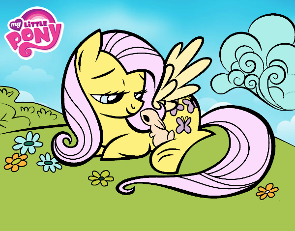 Fluttershy con un conejito