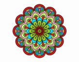 Dibujo Mandala flor y hojas pintado por bandin