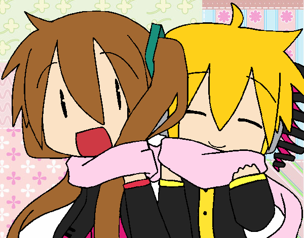 Miku y Len con bufanda