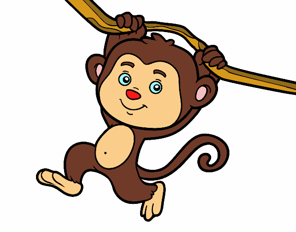 Dibujo Mono colgado de una rama pintado por Cesar1730
