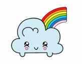 Nube con arco iris kawaii