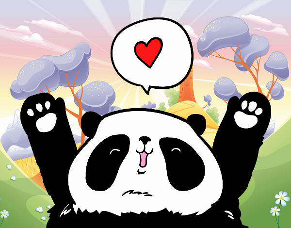 Dibujo Panda enamorado pintado por CeceDrake