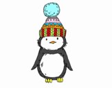 Pingüino con gorro de invierno