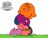 Snoopy y Carlitos abrazados