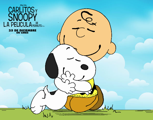 Snoopy y Carlitos abrazados