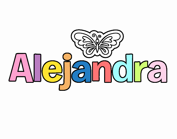 Dibujo De La Mariposa Y El Nombre De Alejandra Pintado Por En Dibujos ...