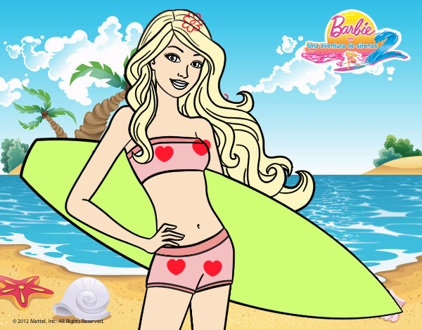 Barbie con tabla de surf