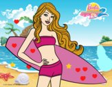 Barbie con tabla de surf