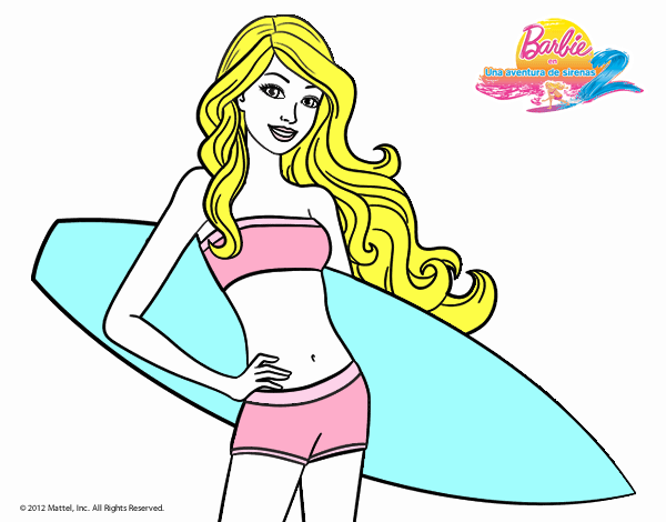 Barbie con tabla de surf