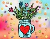 Dibujo Bote con flores silvestres y un corazón pintado por Ane1021