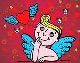 Cupido y corazón con alas