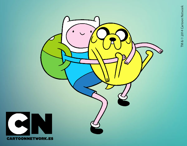 Dibujo Finn y Jake abrazados pintado por anaidflore
