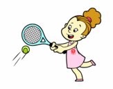 Niña jugando a tenis