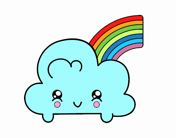 Nube con arco iris kawaii