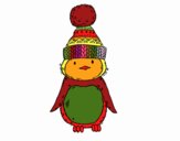 Pingüino con gorro de invierno