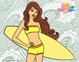 Barbie con tabla de surf