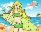 Barbie con tabla de surf