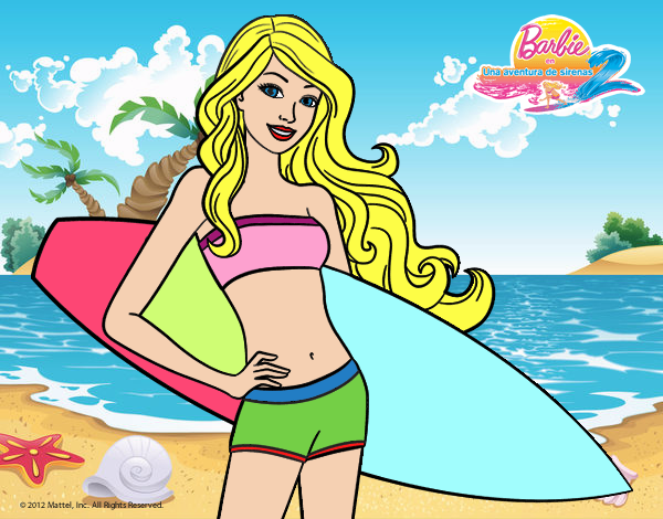 Barbie con tabla de surf