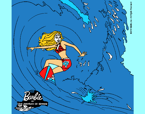 Barbie practicando surf